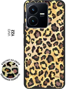 Матовый Soft Touch силиконовый чехол на Vivo Y22 / Виво У22 с 3D принтом "Cheetah" черный