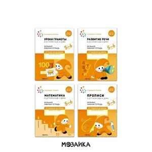 Большие рабочие тетради. Комплект из 4 тетрадей для подготовки к школе. ОТ РОЖДЕНИЯ ДО ШКОЛЫ. 5+ (математика, прописи, речь, грамота) ФГОС Дорофеева, Денисова.