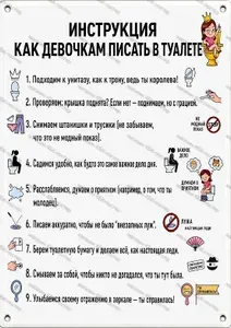 "Инструкция пользования туалетом для девочек". 42х30 см. Плакат А3_076.