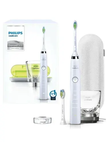 Звуковая электрическая зубная щетка Philips Sonicare DiamondClean HX9352 белая, 5 режимов чистки, зарядный стакан, дорожный чехол, отбеливание зубов