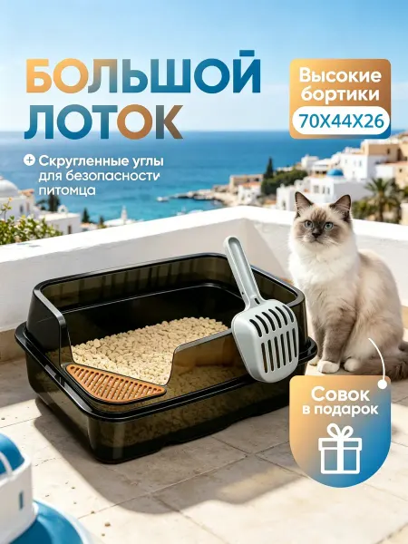 DDSTYLE Лоток для кошек большой с высоким бортом
