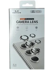 Защитные Линзы KEEPHONE Spiral на камеру для телефона SAMSUNG S24 Ultra / S24 Ultra 5G, из алюминиевого сплава, PREMIUM camera lens, цвет Grey (Серебристые)