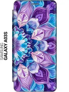 Чехол-книжка на Samsung Galaxy M52 5G с принтом "Фиолетовый колейдоскоп" золотой
