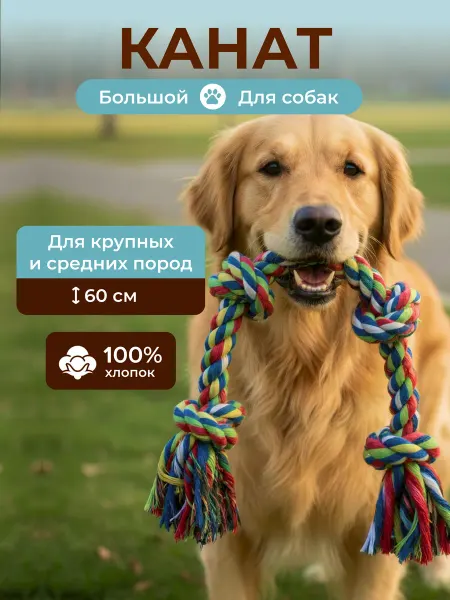 DearPets Игрушка канат для собак крупных и средних пород