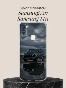 Силиконовый чехол на Samsung A11 / Samsung M11 Сакура и спорткар для Самсунг А11 / Самсунг М11
