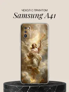 Чехол на Samsung A41 с принтом Ангел в золотых облаках