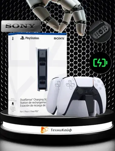 SONY Зарядная док-станция DualSense на два геймпада для PS5 CFI-ZDS1 , белый / черный black / white