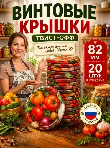 Крышки для банок винтовые, Крышки для консервирования винтовые d-82мм 20 шт