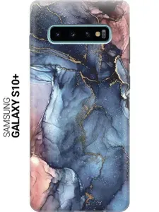 Силиконовый чехол на Samsung Galaxy S10+ / Самсунг С10 Плюс с принтом "Сине-розовый мрамор"