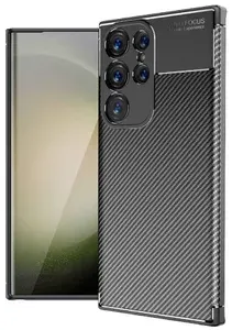 Чехол Samsung Galaxy S24 Ultra силиконовый под карбон чёрный