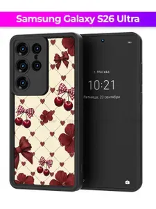 Чехол на Samsung Galaxy S26 Ultra / Самсунг Галакси С26 Ультра с принтом, Вишня и бантики