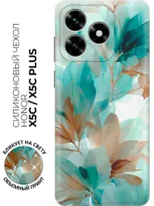 Силиконовый чехол на Honor X5c / X5c Plus с принтом "Грация прозрачных листьев"