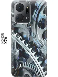 Силиконовый чехол на Honor X7a / Хонор Х7а с принтом "Стальные шестеренки"