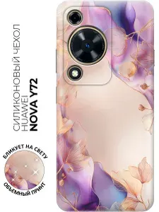 Силиконовый чехол на Huawei nova Y72 / Y72s с принтом "Золото в волнах"
