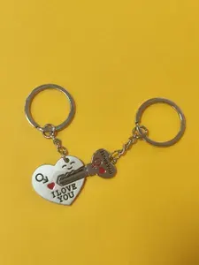 Брелок металлический Сердце и ключик I Love You БМ-0183