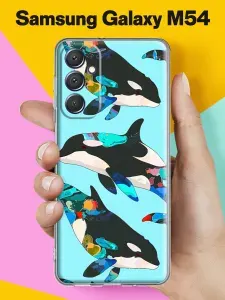 Силиконовый чехол на Samsung M54 Косатки коллаж для Самсунг М54