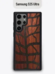 Деревянный чехол c инкрустацией из разных пород дереве для Samsung S25 Ultra / Сатсума