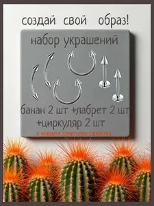 Лабрет2шт/Банан2шт/Циркуляр2шт(конус).Набор для пирсинга.