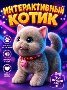 Мягкая игрушка интерактивная кошка для девочки и мальчика