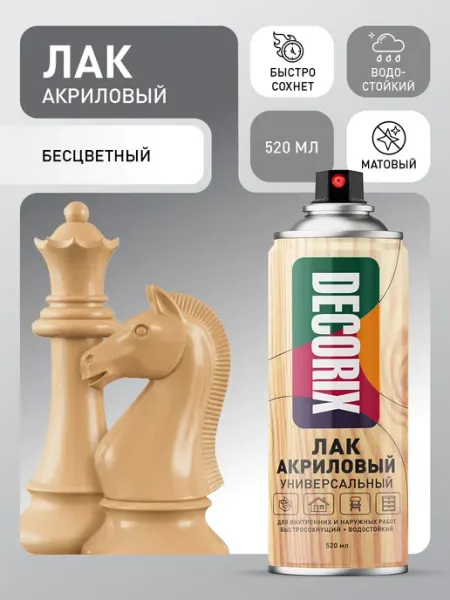 Decorix Лак аэрозольный матовый в баллончике для любых поверхностей