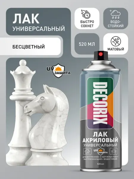 Decorix Лак с защитой от УФ аэрозольный бесцветный матовый 520 мл х5