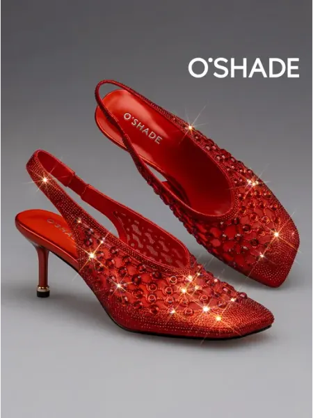 Красные туфли женские со стразами O`SHADE