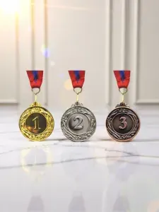 Медаль спортивная с лентой 3 штуки