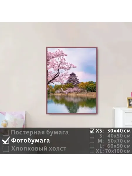 Постер на фотобумаге Весенний Пейзаж Япония, 30х40 см ПолиЦентр