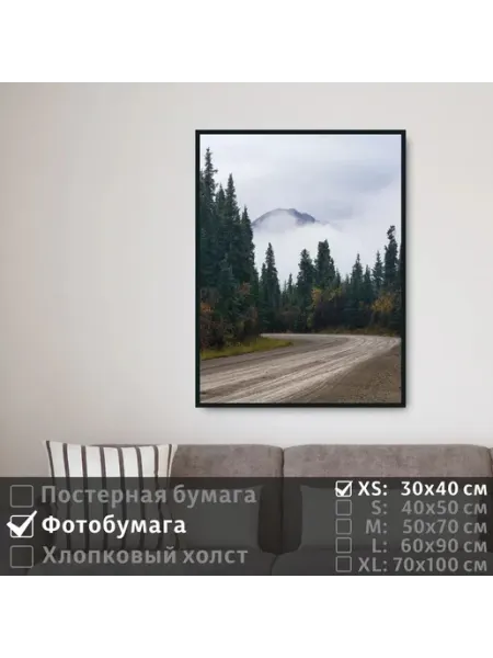 Постер на фотобумаге Дорога В Горах В Лесу, 30х40 см ПолиЦентр
