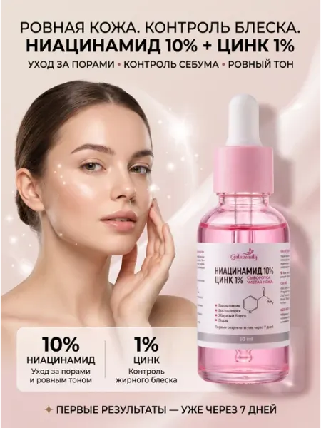 Сыворотка для лица от прыщей с ниацинамидом и цинком, 30 мл Galabeauty