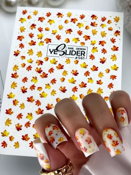 Наклейки для ногтей слайдеры для маникюра осень клен YESLIDER