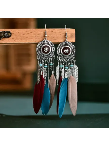 Серьги этнические перья ловец снов цепочки длинные be self true jewel