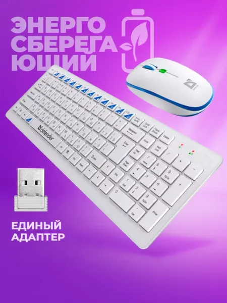 DEFENDER Комплект клавиатура и мышь беспроводная, белая Skyline