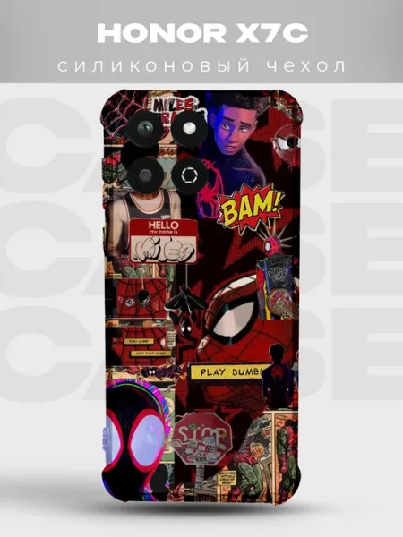 Чехол на Honor X7C Человек-паук марвел spiderman комикс PRINTberries