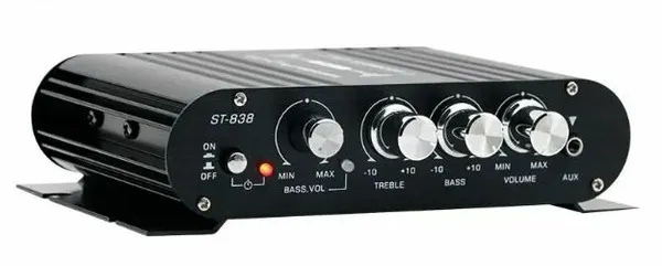 Аудио усилитель ST-838 черный, Автомобильный 2.1-канальный сабвуфер HIFI, усилитель звука, поддержка MP3, с адаптером US Plug