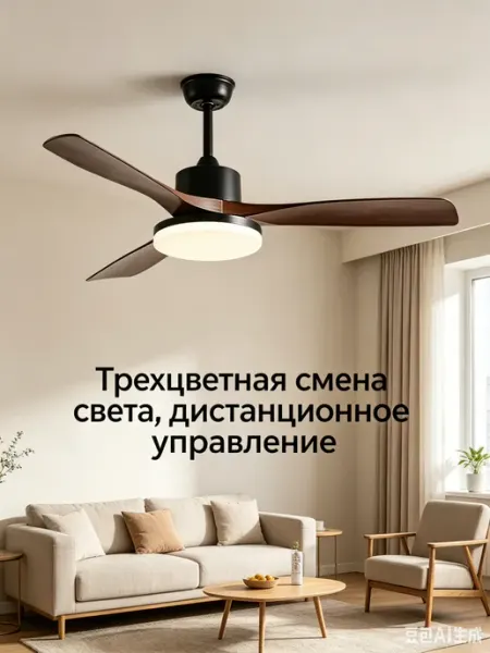 Новый винтажный потолочный вентилятор с подсветкой, цвет оре
