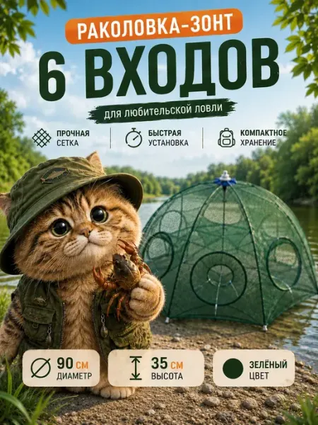 Раколовка зонт на 6 входов складной Рыболов_Челябинск