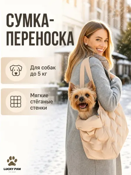 Сумка переноска дутая для собак мелких пород до 5кг LuckyPaw
