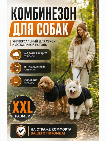 Дождевик для собак водонепроницаемый легкий светоотражающий