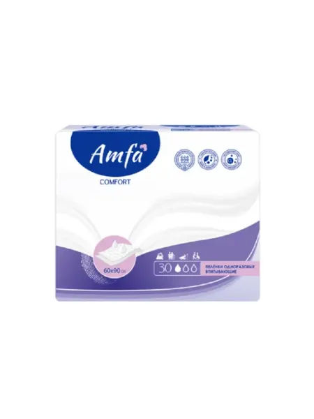 Пеленки одноразовые Comfort Впитывающие 60*90 см 30 шт Amfa
