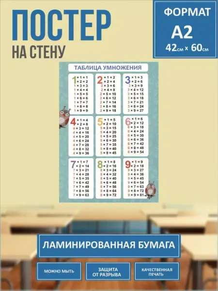 Таблица умножения большая MAJIVVI HOME