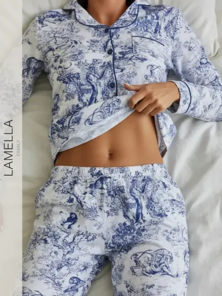 Пижама со штанами и рубашкой хлопковая Lamella