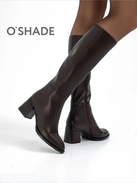 Сапоги женские демисезонные коричневые O`SHADE