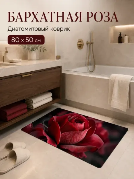 Коврик для ванной 50*80 из диатомита Бархатная Роза Nebo Clean&Dry