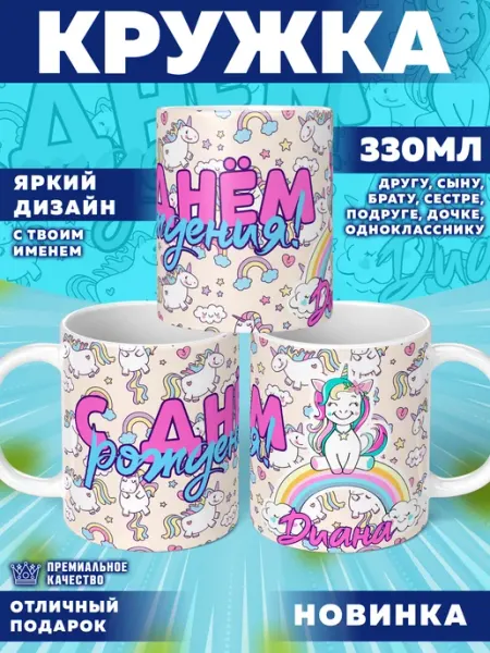 Кружка с именем Диана Фотосувениры