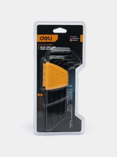 Ключ Deli TORX EDL234209H, в наборе 9 шт, T10-T50, черные