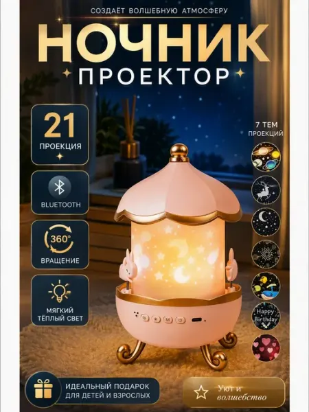 Ночник проектор детский мягкий свет подарок
