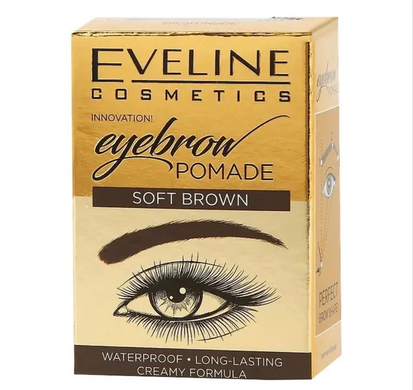 Помада для бровей Eveline Cosmetics, кремовая, водостойкая, оттенок Soft Brown
