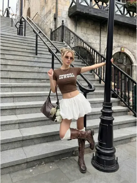 Футболка топ укороченная с рукавом GOWGIRL