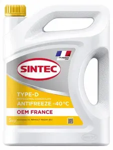 Охлаждающая жидкость Антифриз Sintec OEM France Type-D желтый -40 5 кг